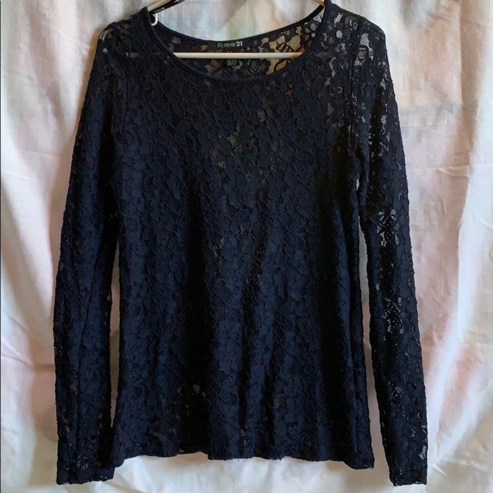 Forever 21 Navy Blue Long Sleeve Shirt : Women’s S